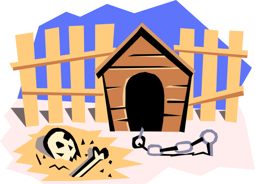 Vector Illustration of Dog House or Doghouse with Bones