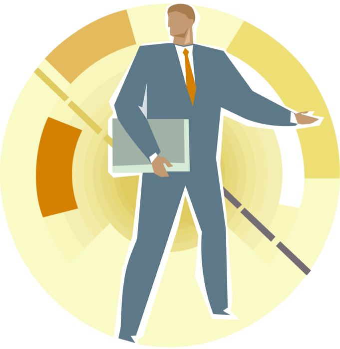 Vector Illustration of Businessman with Paperwork Documents