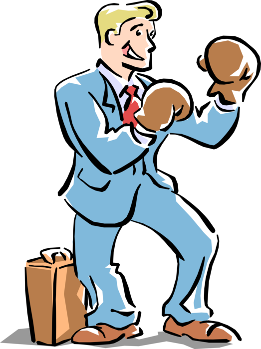 Vector Illustration of Businessman with Boxing Gloves