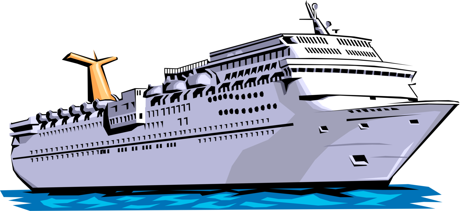 Vector Illustration of Cruise Ship or Ocean Liner Passenger Ship used for Pleasure Voyages