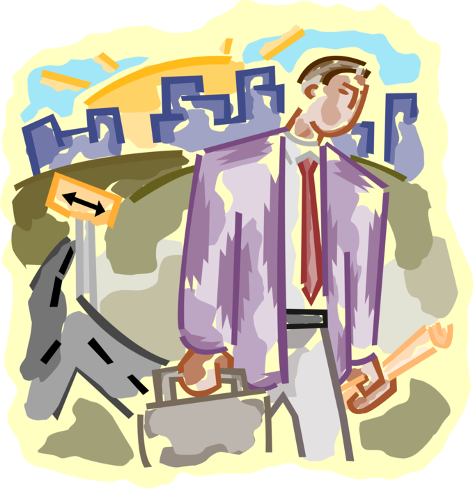 Vector Illustration of Businessman Making His Sales Rounds