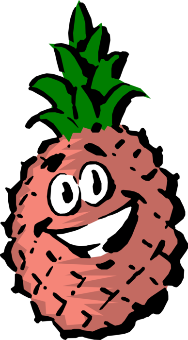 Vector Illustration of Anthropomorphic Edible Juicy Tropical Fruit Pineapple