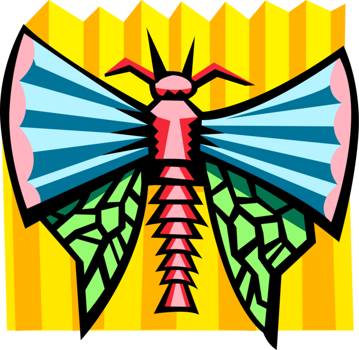Vector Illustration of Brightly Colored Flying Insect Bug