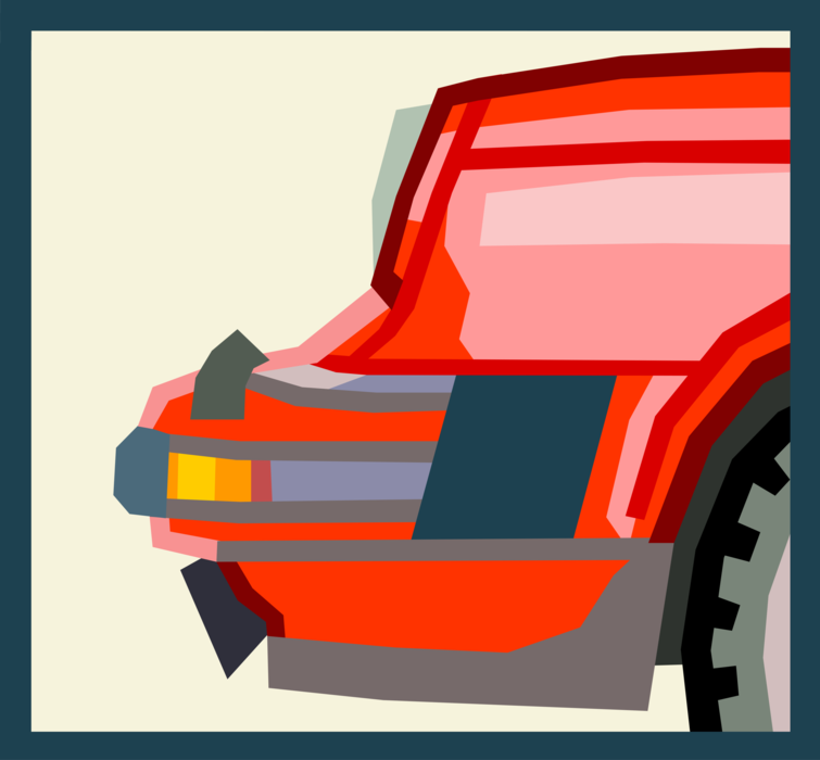 Vector Illustration of Front End Bumper of Sports Car Automobile Motor Vehicle 