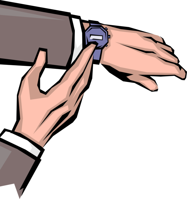 Vector Illustration of Hands Checking the Time on Digital Watch