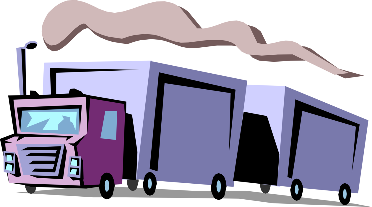 Vector Illustration of Commercial Shipping and Delivery Transport Truck Vehicle