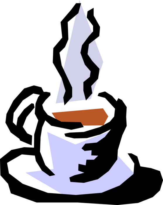 Vector Illustration of Cup of Hot Freshly Brewed Coffee Beverage Drink