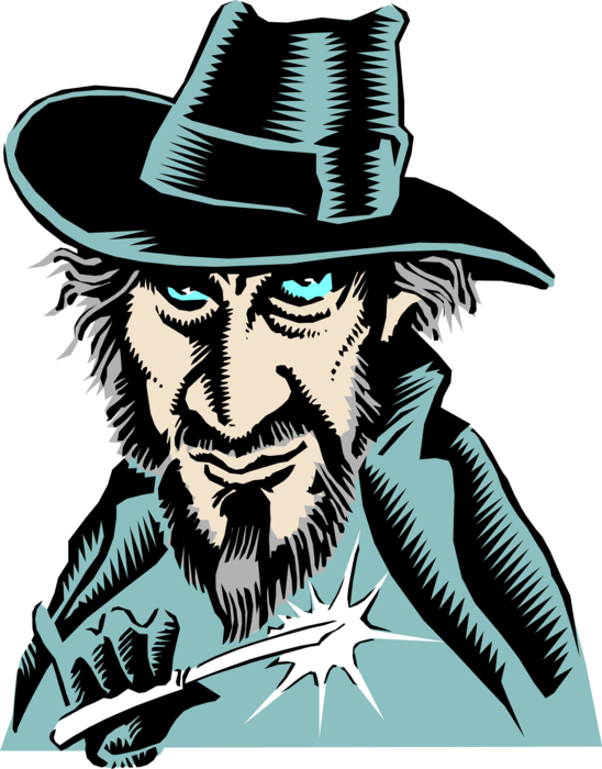 Vector Illustration of Serial Murderer Jack the Ripper Sharpens His Knife