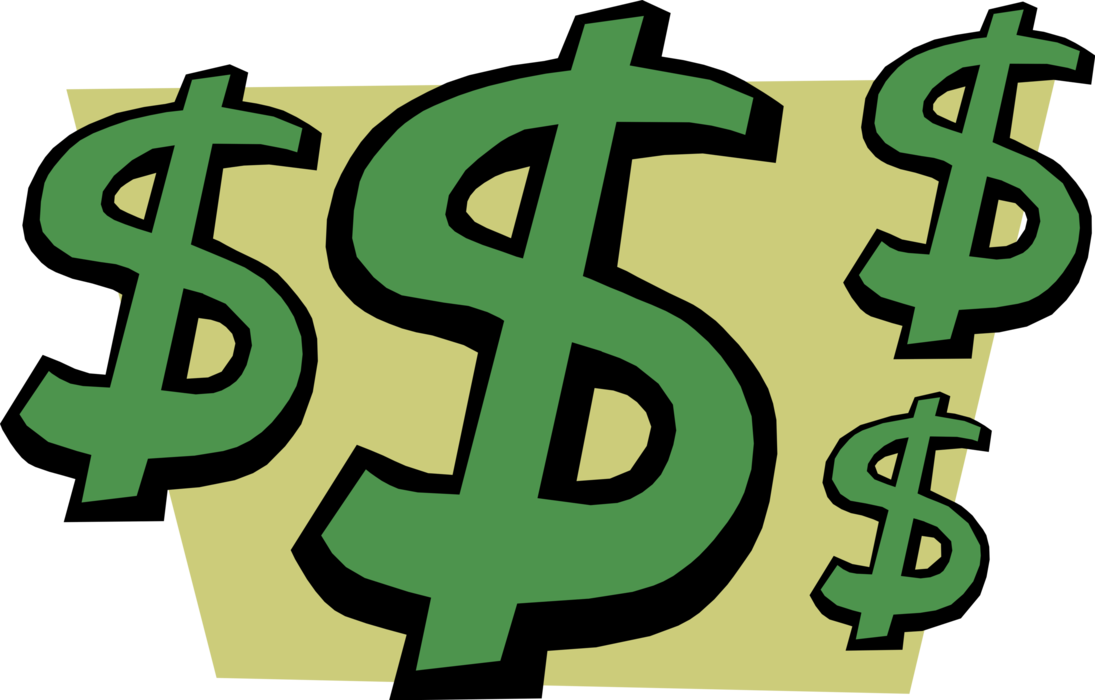 Vector Illustration of Money Cash Dollar Signs