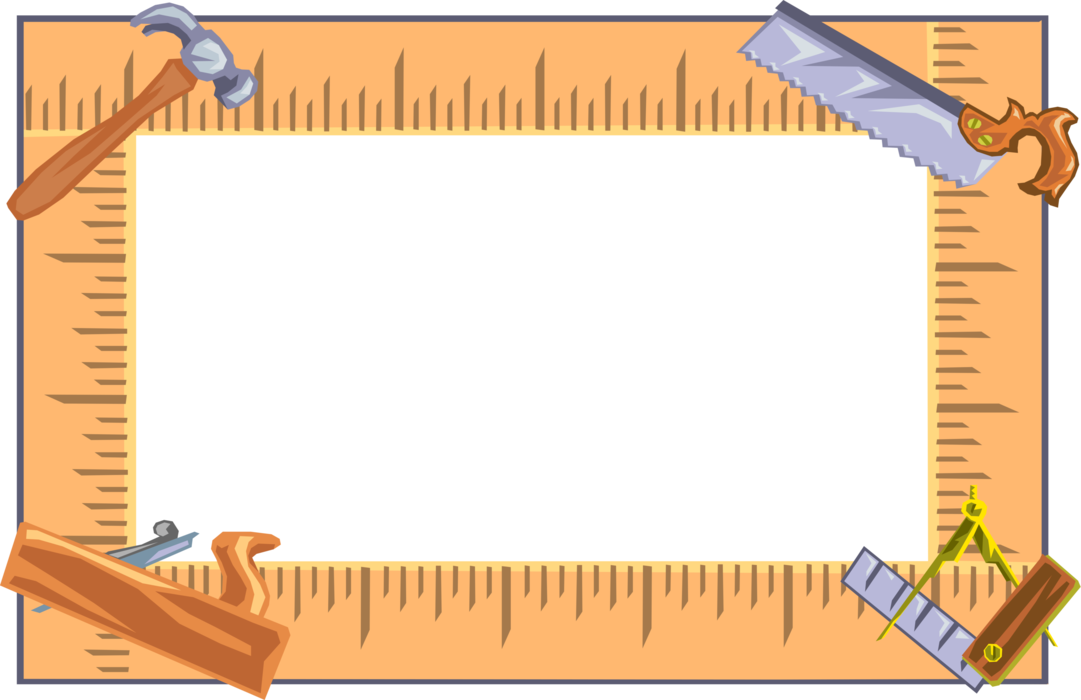 Vector Illustration of Handyman Carpentry Frame Border with Hammers, Saws and Tools