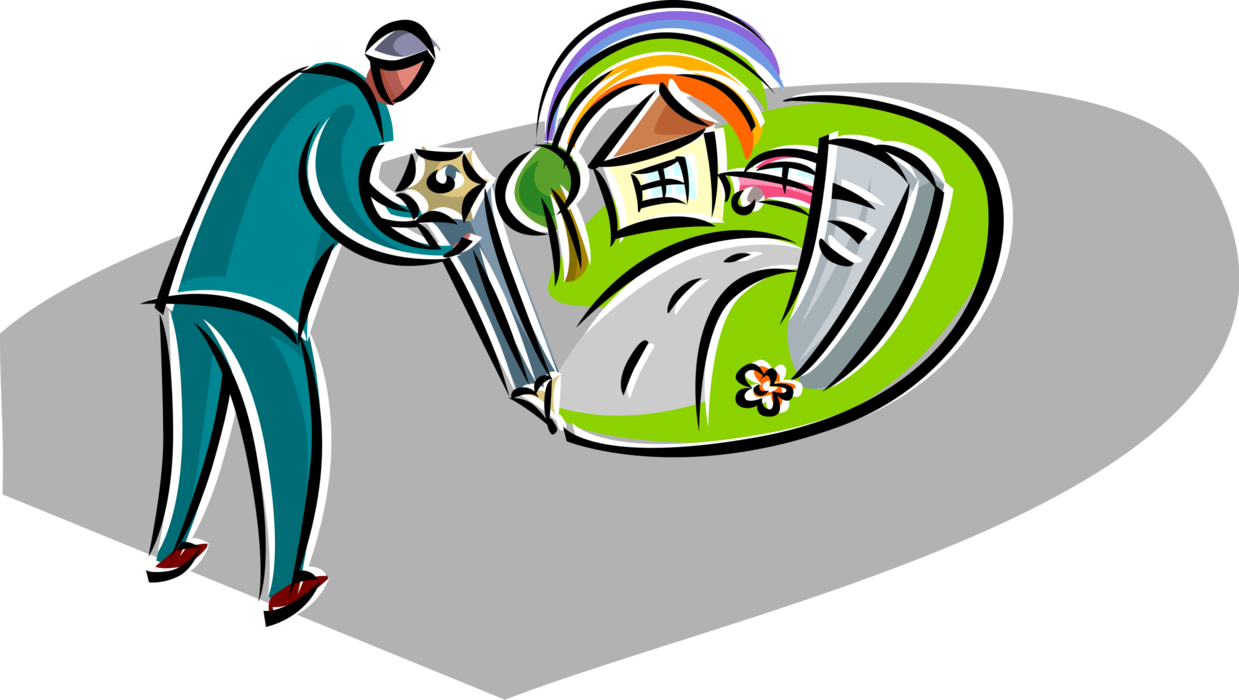 Vector Illustration of Urban Planning Man Designing Community