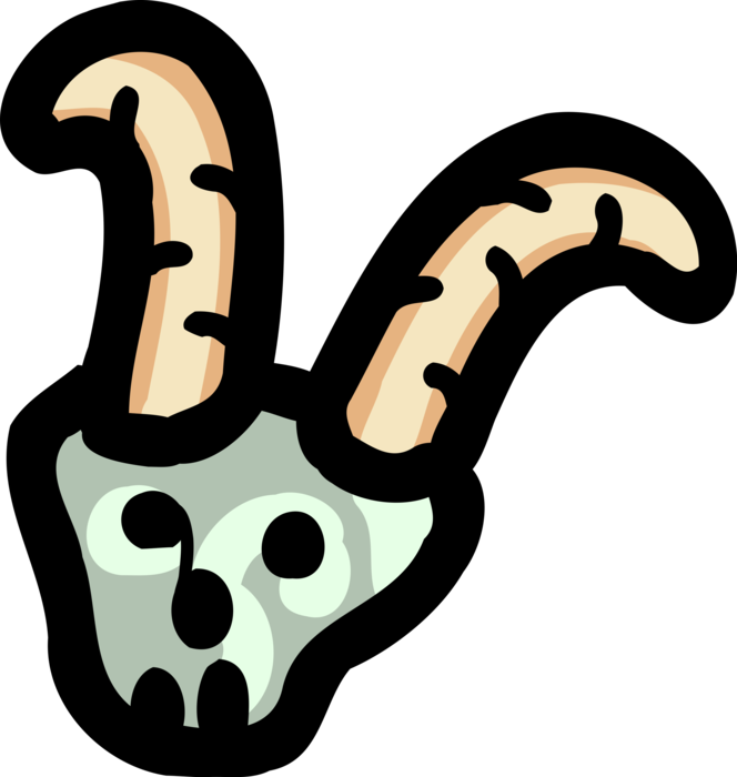 Vector Illustration of Cartoon Goat's Head Antlers