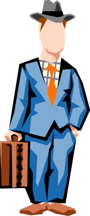 Vector Illustration of Average Guy Businessman on the Way to the Office