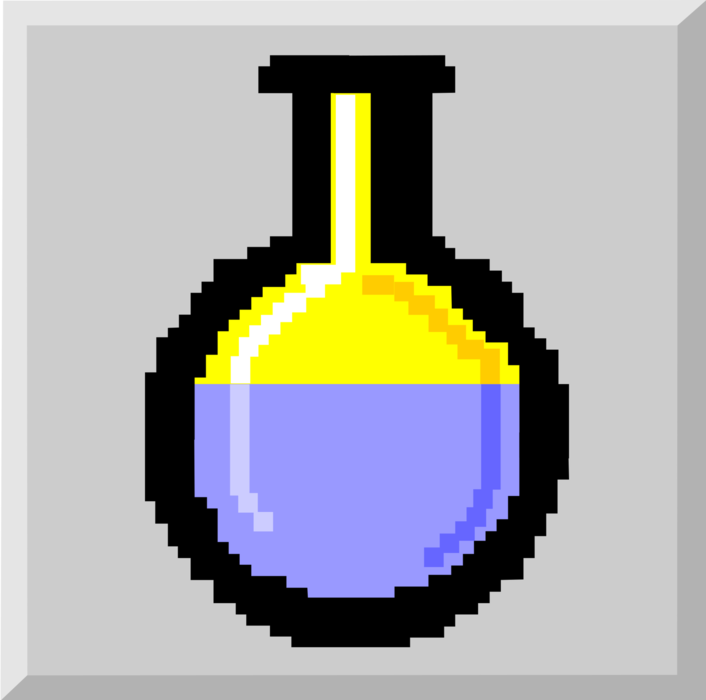 Vector Illustration of Pixelated Bitmap Flask or Culture Tube Laboratory Glassware