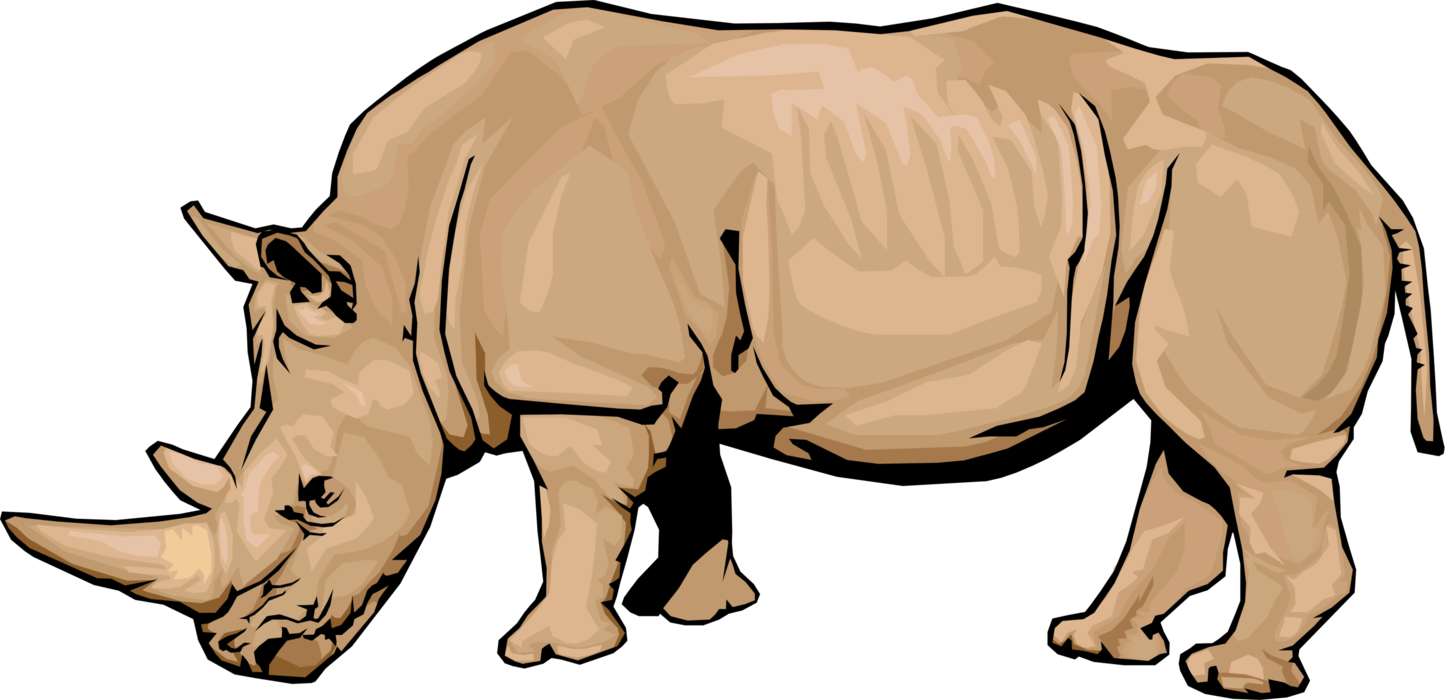 Vector Illustration of Thick-Skinned African Rhinoceros