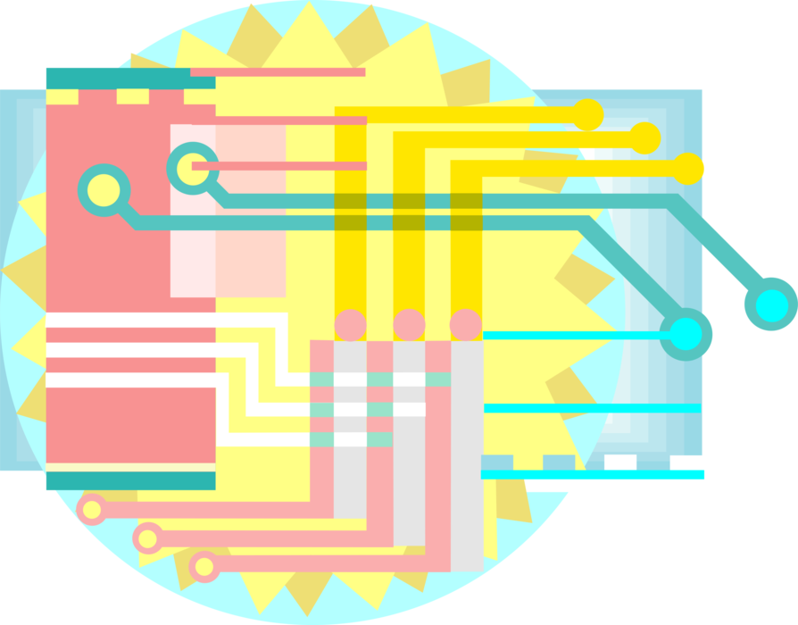 Vector Illustration of Digital Computer Integrated Circuit