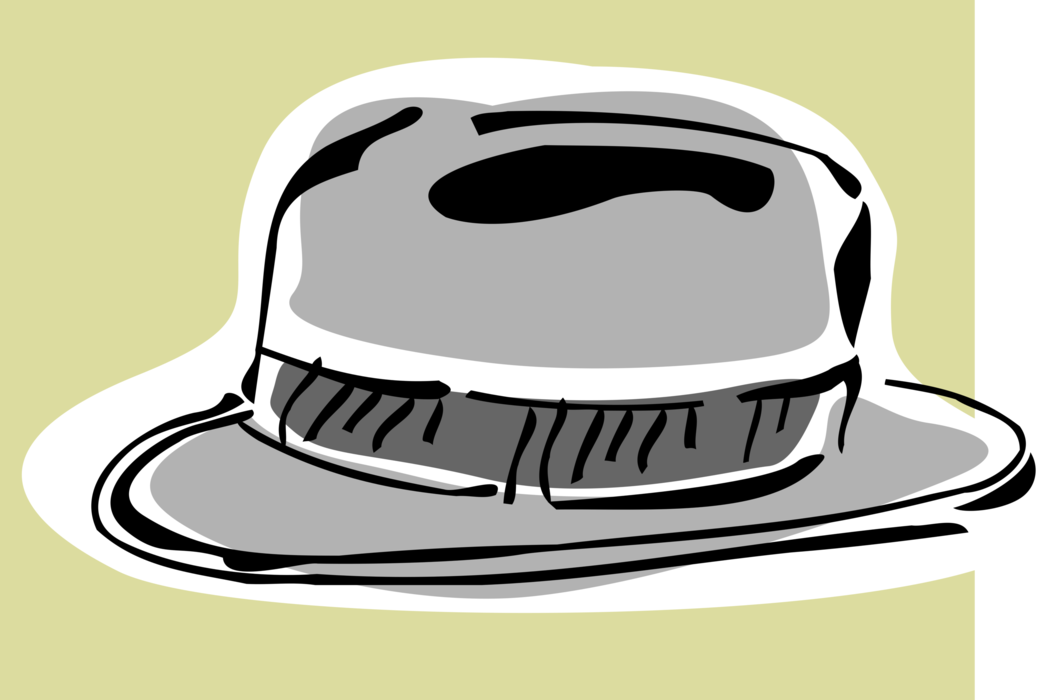 Vector Illustration of Fedora Wide Brim Hat with Indented Crown