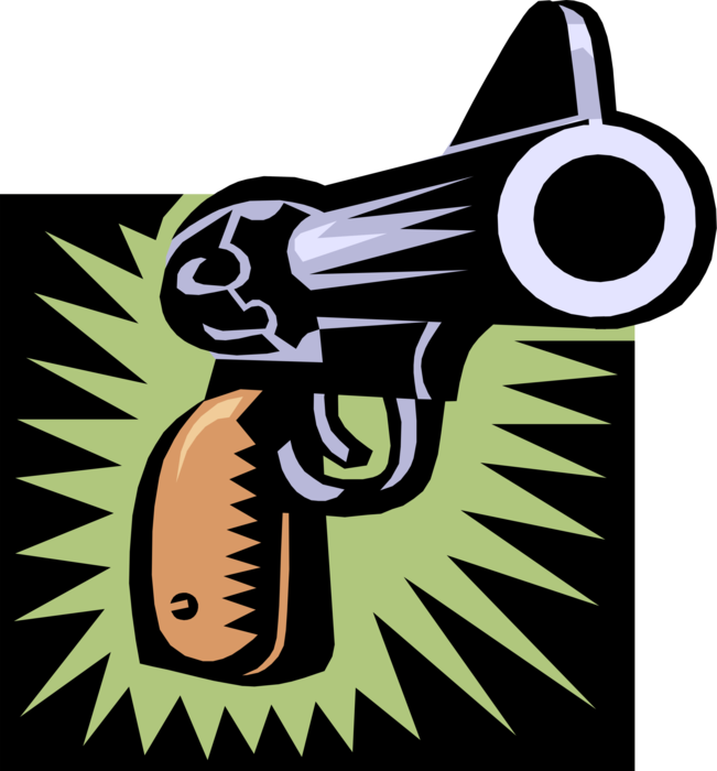 Vector Illustration of Handgun Handheld Firearm Weapon Gun