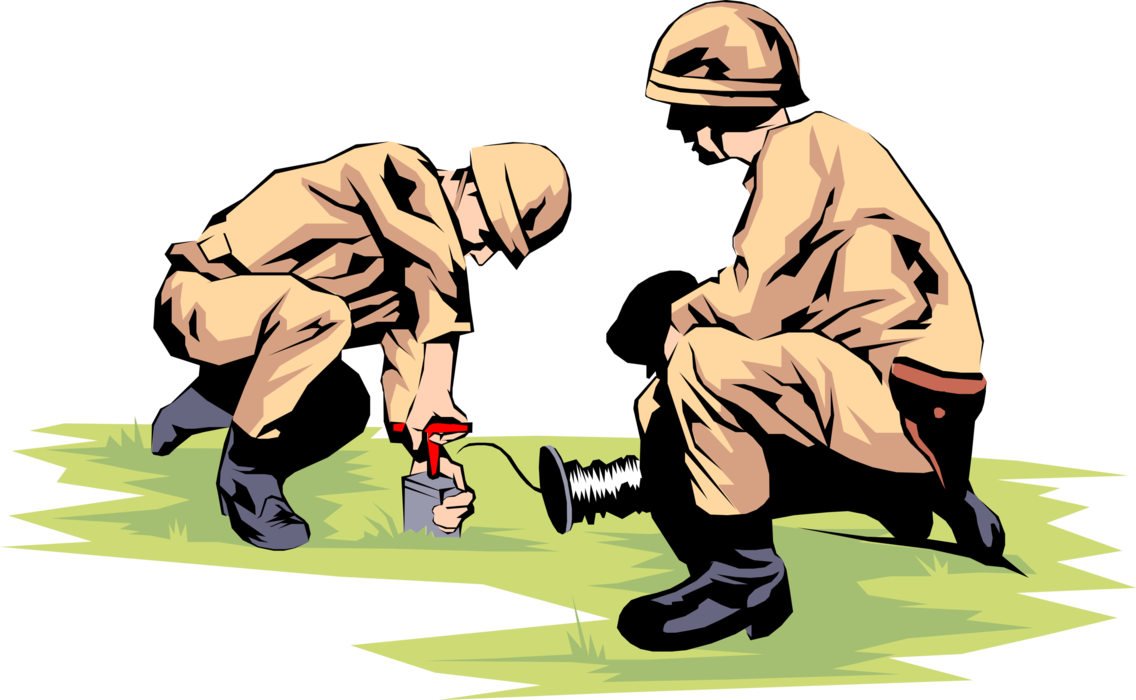 Vector Illustration of Armed Forces Military Combat Soldier Prepare Explosives