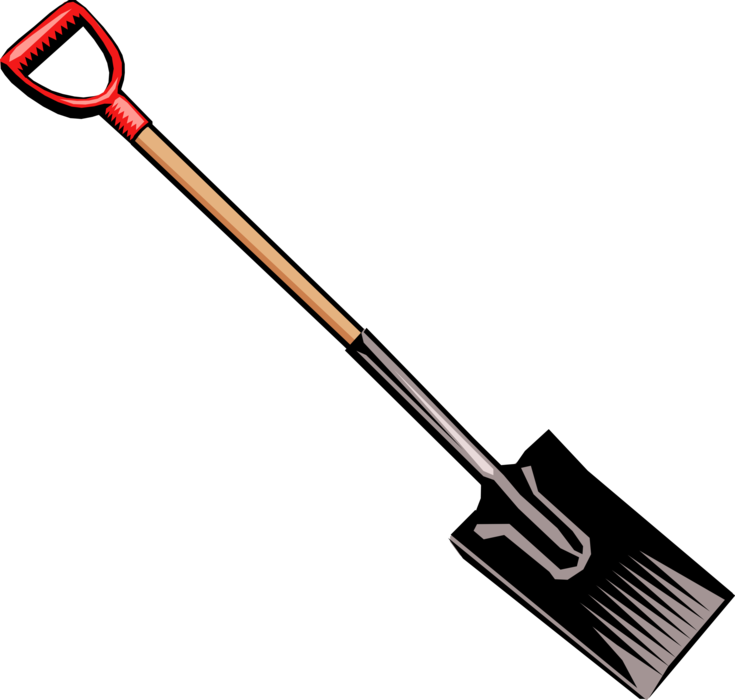 Vector Illustration of Shovel Tool for Digging and Lifting used in Construction, Gardening and Agriculture