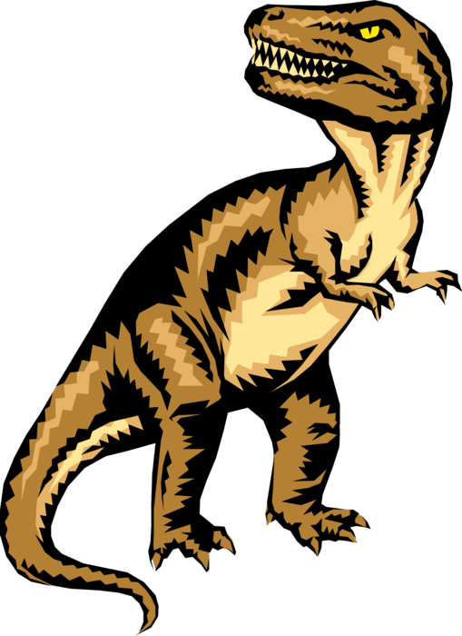 Vector Illustration of Prehistoric Tyrannosaurus Rex Dinosaur from Jurassic and Cretaceous Periods