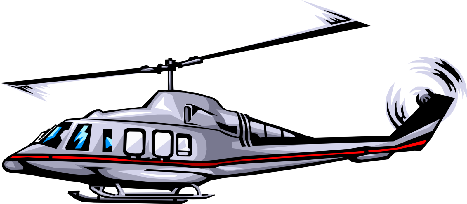 Vector Illustration of Helicopter Rotorcraft Applies Lift and Thrust Supplied by Rotors