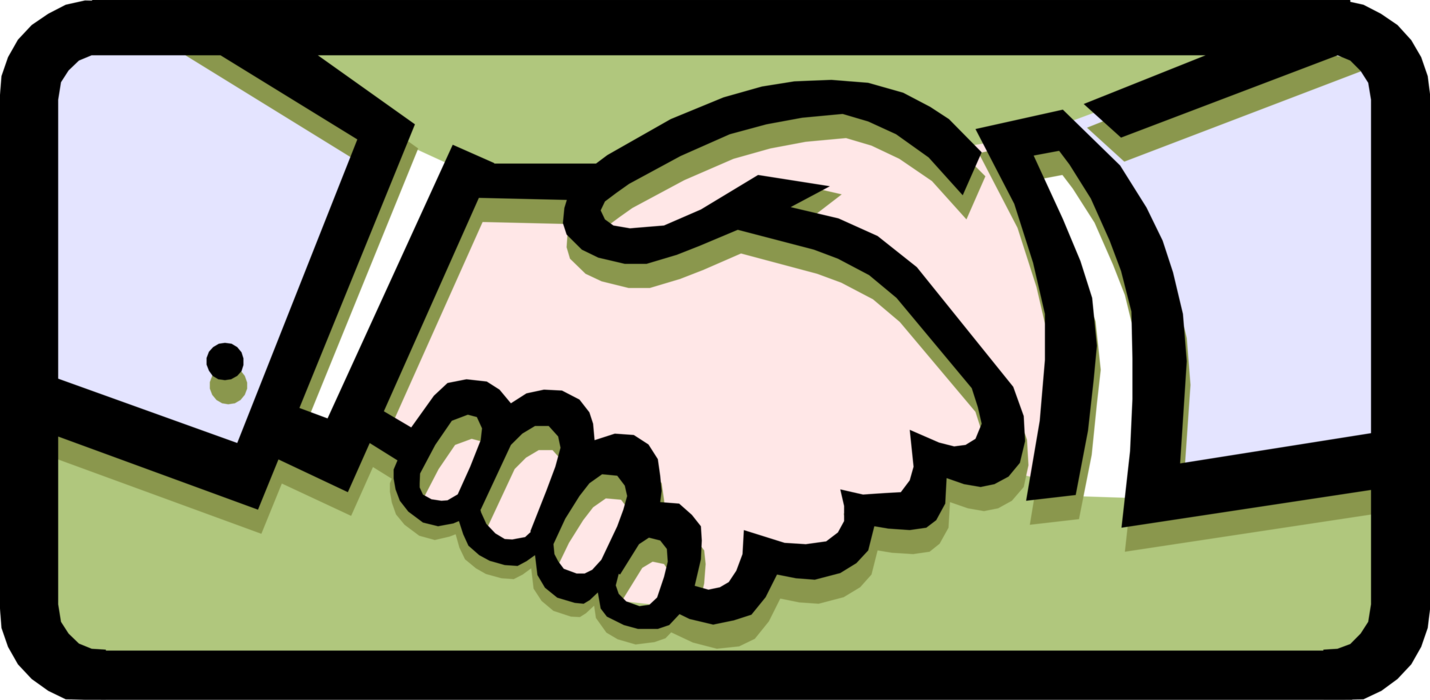 Vector Illustration of Shaking Hands in Handshake of Introduction Greeting or Agreement