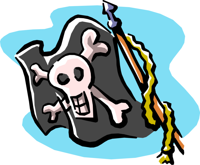 Vector Illustration of Buccaneer Pirate Flag with Skull and Crossbones