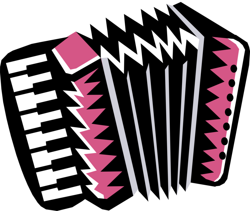 Vector Illustration of Accordion Bellows-Driven Musical Instrument