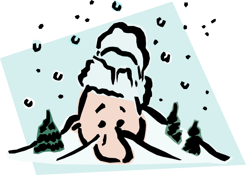 Vector Illustration of Man Buried in Snow During Winter Snowstorm