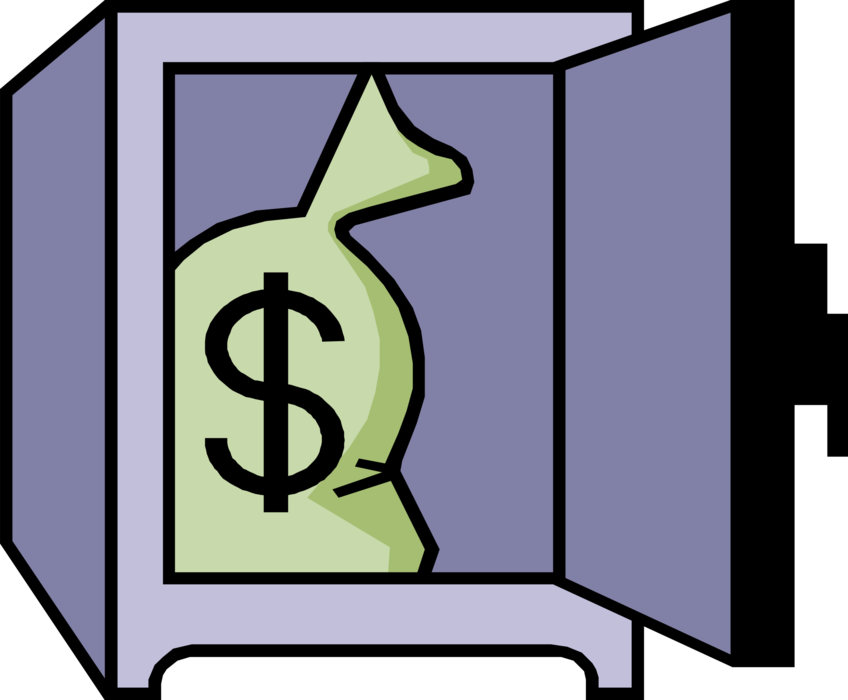 Vector Illustration of Money Bag, Moneybag, or Sack of Money used to Hold and Transport Coins and Banknotes in Vault