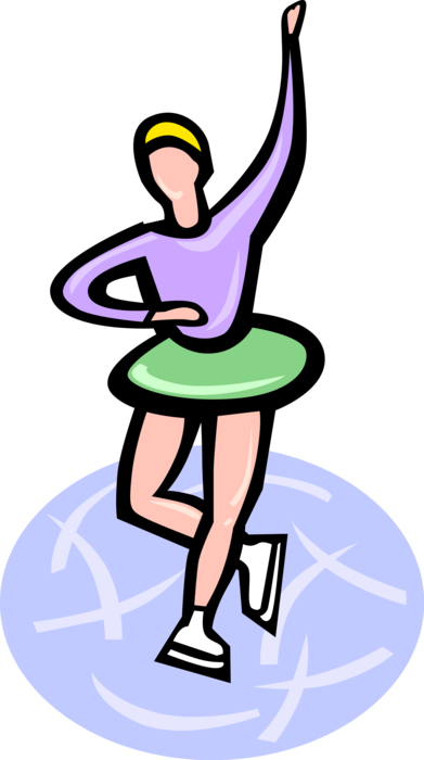 Vector Illustration of Figure Skater Performs Skating Routine on Ice