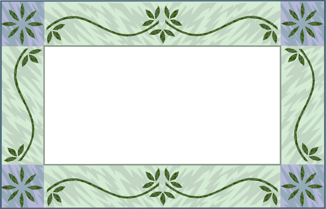 Vector Illustration of Botanical Floral Pattern Border Frame