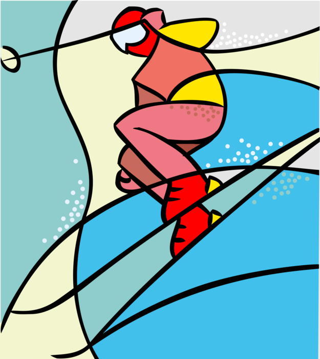 Vector Illustration of Olympic Sports Downhill Moguls Skier Jumps Mogul in Skiing Competition