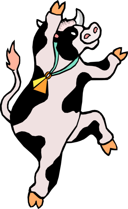 Vector Illustration of Farm Agriculture Livestock Animal Cartoon Dairy Cow Dances