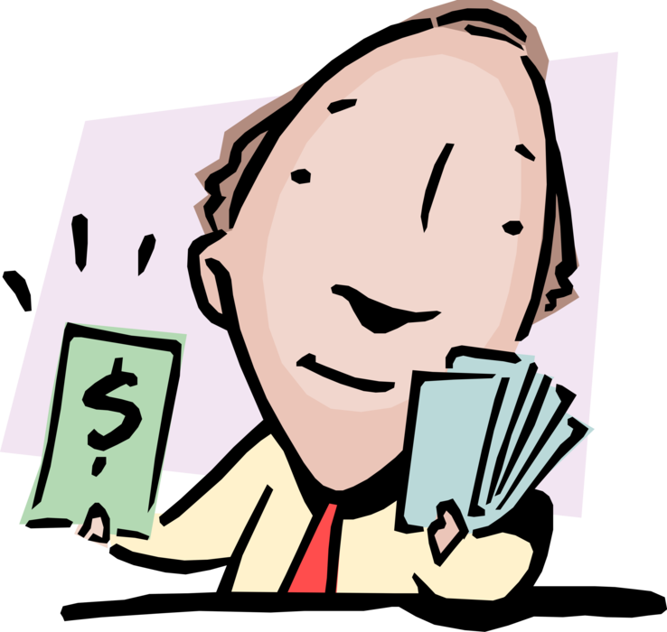 Vector Illustration of Betting Your Bottom Dollar Idiom Businessman Gambler