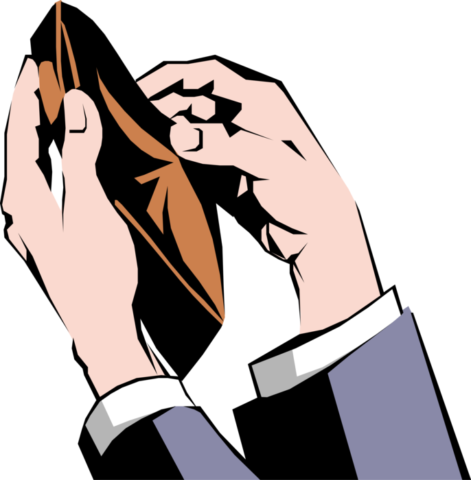 Vector Illustration of Male Hands Confirming Wallet is Empty