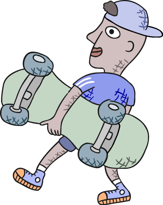 Vector Illustration of Skateboarding Kid with Skateboard