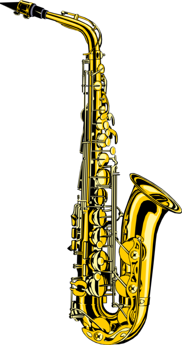 Vector Illustration of Saxophone Brass Single-Reed Mouthpiece Woodwind Musical Instrument