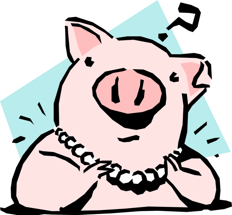 Vector Illustration of Pig with Miss Piggy Questioned Look