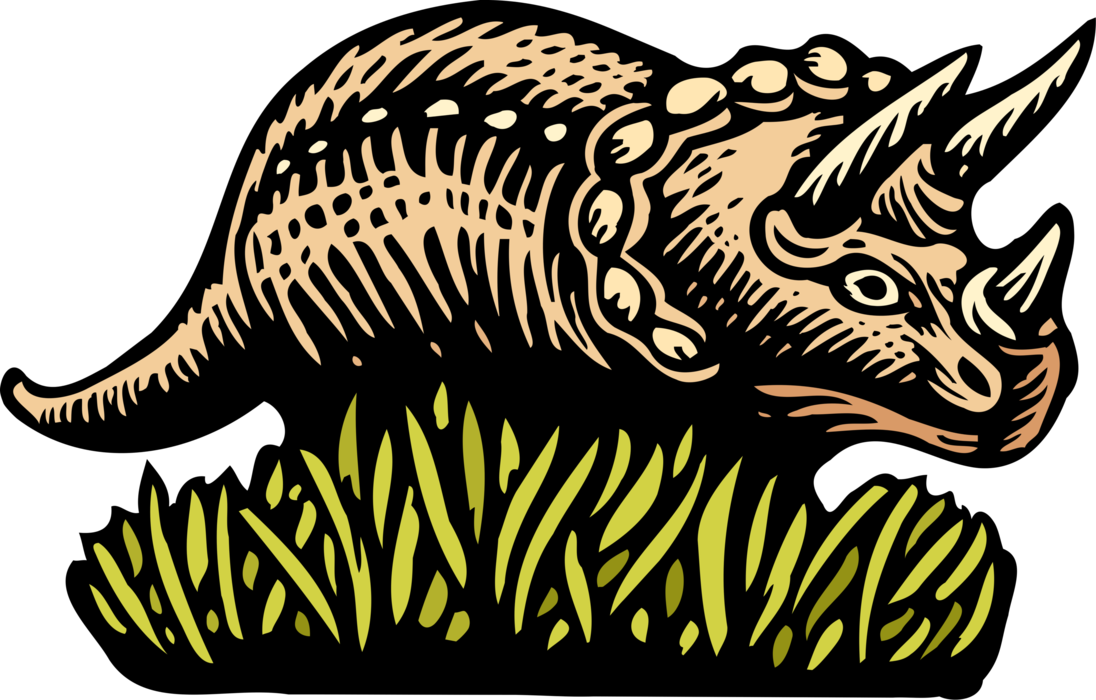 Vector Illustration of Prehistoric Triceratops Dinosaur from Jurassic and Cretaceous Periods