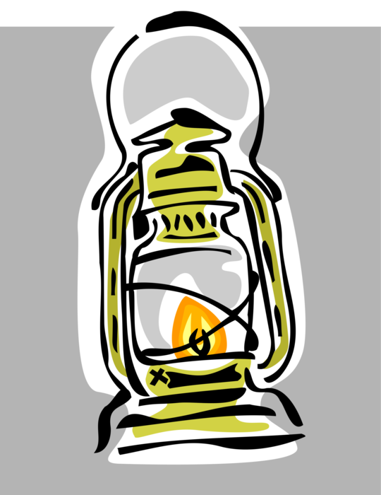 Vector Illustration of Portable Camping Lantern or Lamp Lighting Device