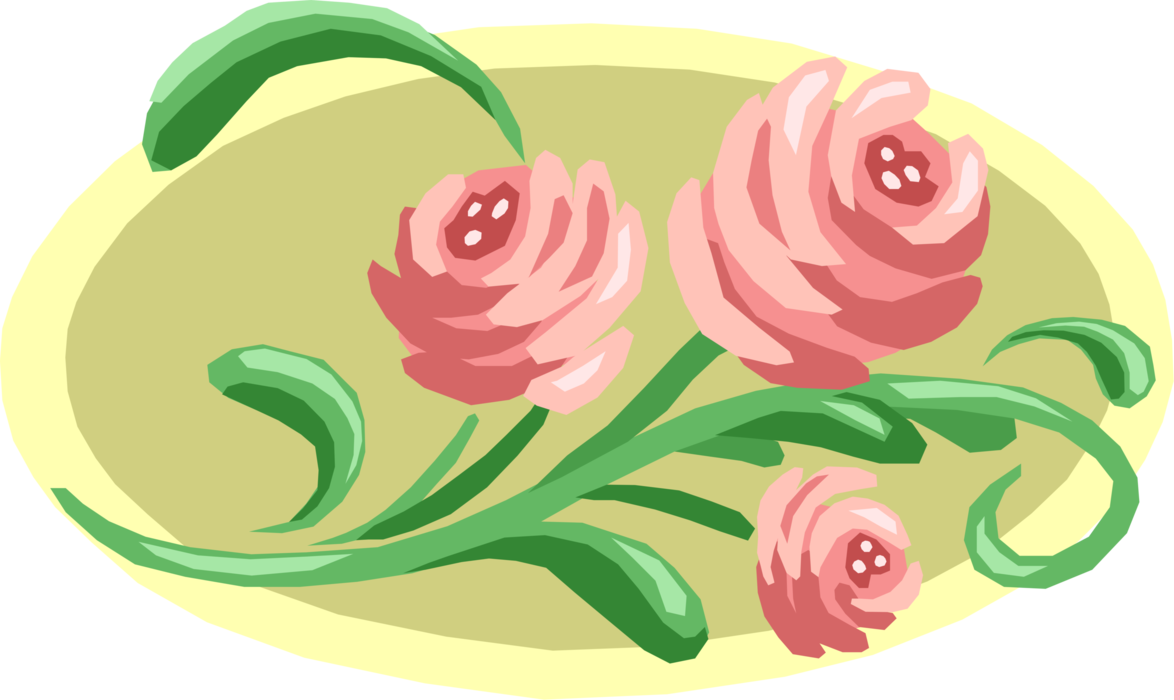 Vector Illustration of Red Rose Garden Flowers