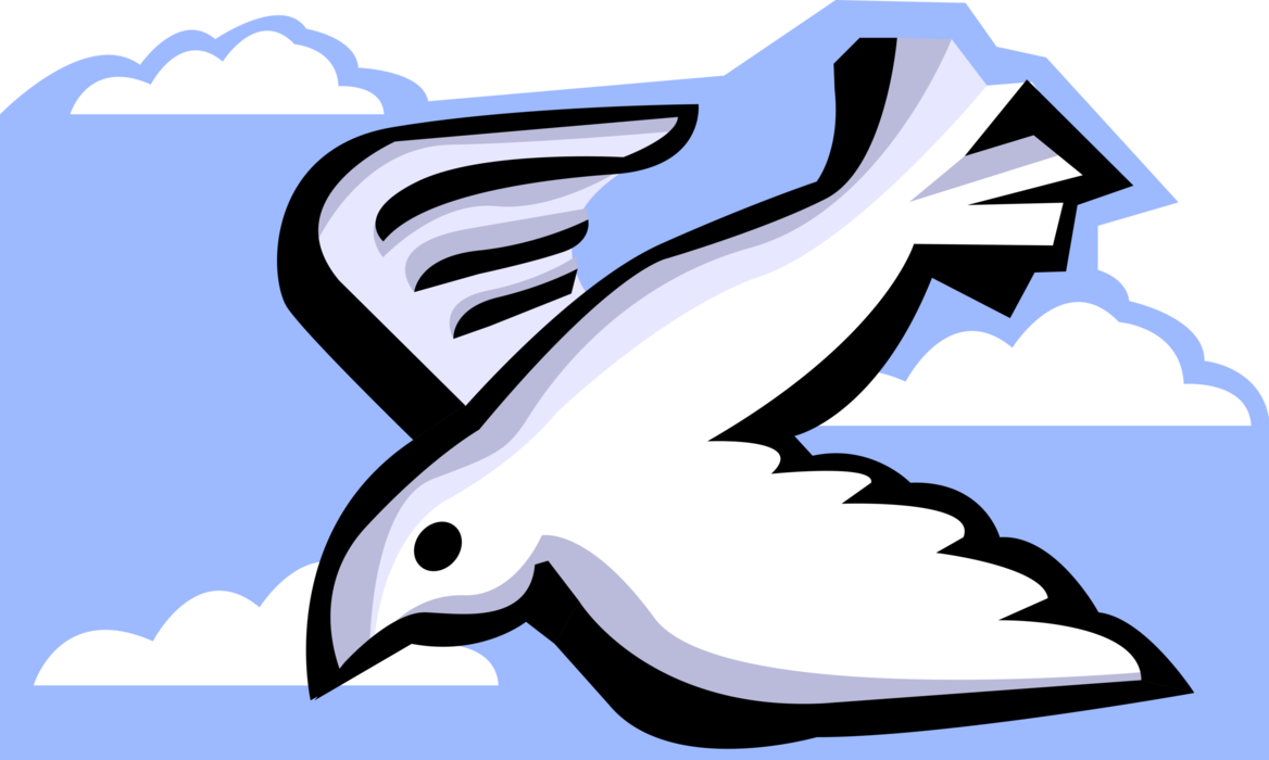 Vector Illustration of Dove Bird in Flight Flying