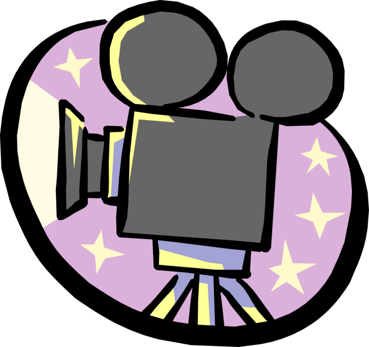 Vector Illustration of Filmmaking and Video Production Motion Picture Movie Camera