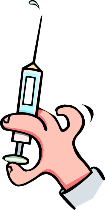 Vector Illustration of Hand Holding Hypodermic Syringe Needle