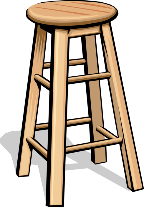 Vector Illustration of Four-Legged Stool Piece of Furniture