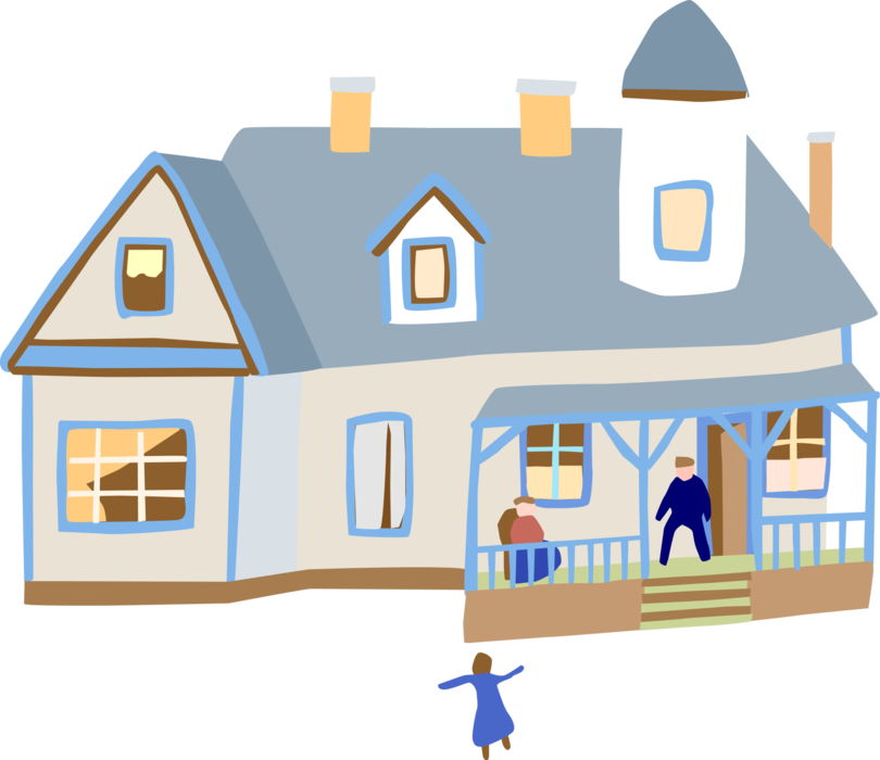 Vector Illustration of Residence House Rural Family Home