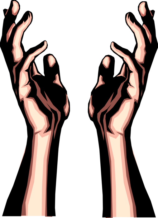 Vector Illustration of Two Hands Reaching Skywards