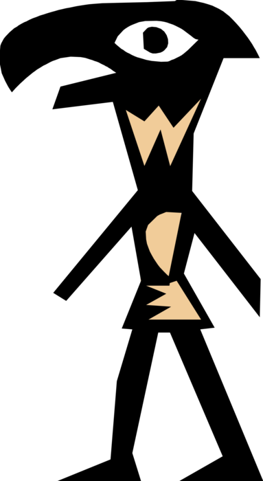 Vector Illustration of Ancient Egyptian Hieroglyphic Symbol Human with Bird Head